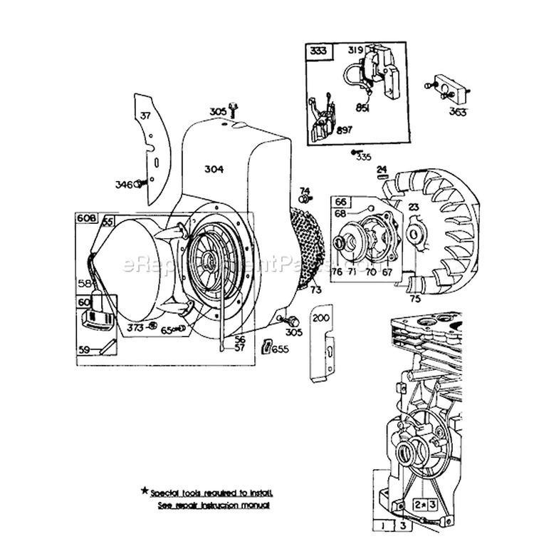 Briggs & Stratton Engine Model No. 130292-1642-01 Diagram and Parts List for 58237 3000001-3999999 - 1983 Toro Tiller