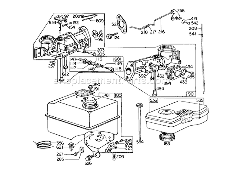 Carburetor Assembly Diagram and Parts List for 58237 6000001-6999999 - 1976 Toro Tiller
