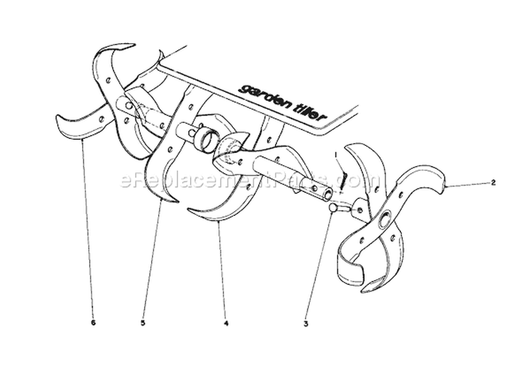 Slasher Tine Assembly Diagram and Parts List for 58237 6000001-6999999 - 1976 Toro Tiller