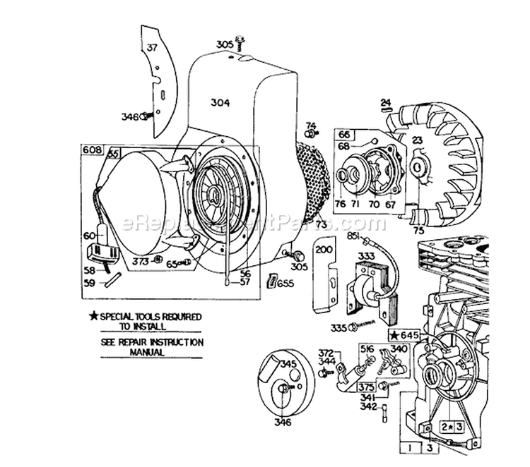 Rewind Starter Assembly Model No. 130292-0728-02 Diagram and Parts List for 58226 9000001-9999999 - 1979 Toro Tiller
