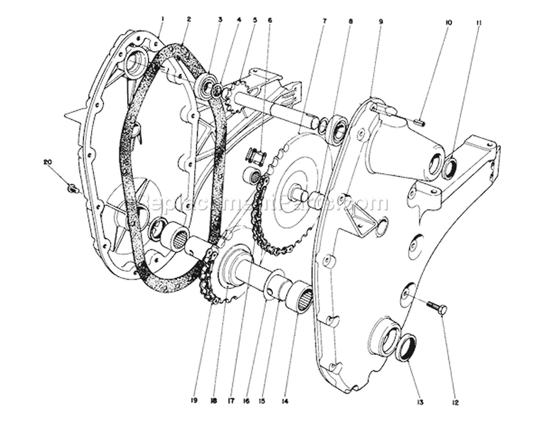 Page B Diagram and Parts List for 58336 0000001-0999999 - 1980 Toro Tiller