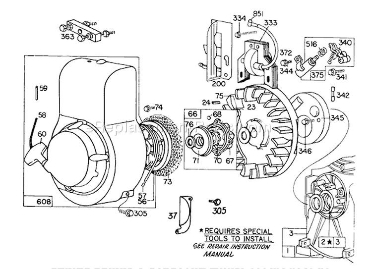 Page D Diagram and Parts List for 58336 0000001-0999999 - 1980 Toro Tiller