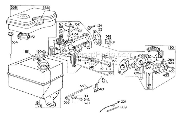 Page F Diagram and Parts List for 58336 0000001-0999999 - 1980 Toro Tiller
