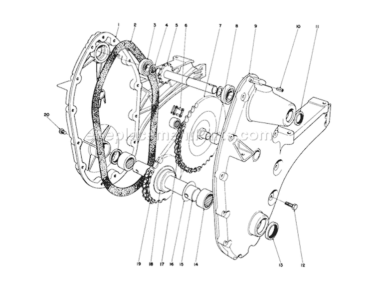 Page B Diagram and Parts List for 58336 2000001-2999999 - 1982 Toro Tiller