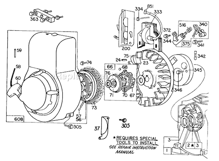 Page F Diagram and Parts List for 58307 7000001-7999999 - 1977 Toro Tiller