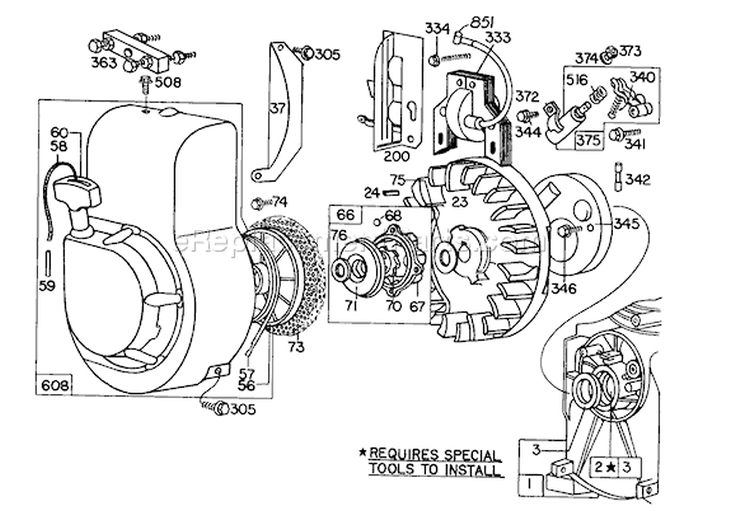 Page I Diagram and Parts List for 58307 7000001-7999999 - 1977 Toro Tiller