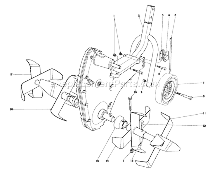 Chain Case And Tine Assembly Model 58307 Diagram and Parts List for 58336 8000001-8999999 - 1978 Toro Tiller
