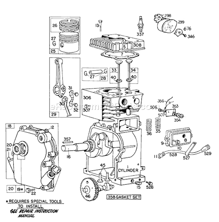 Engine Briggs & Stratton Model 111202-0131-01 4 H.p. Tiller Model 58336 Diagram and Parts List for 58336 8000001-8999999 - 1978 Toro Tiller
