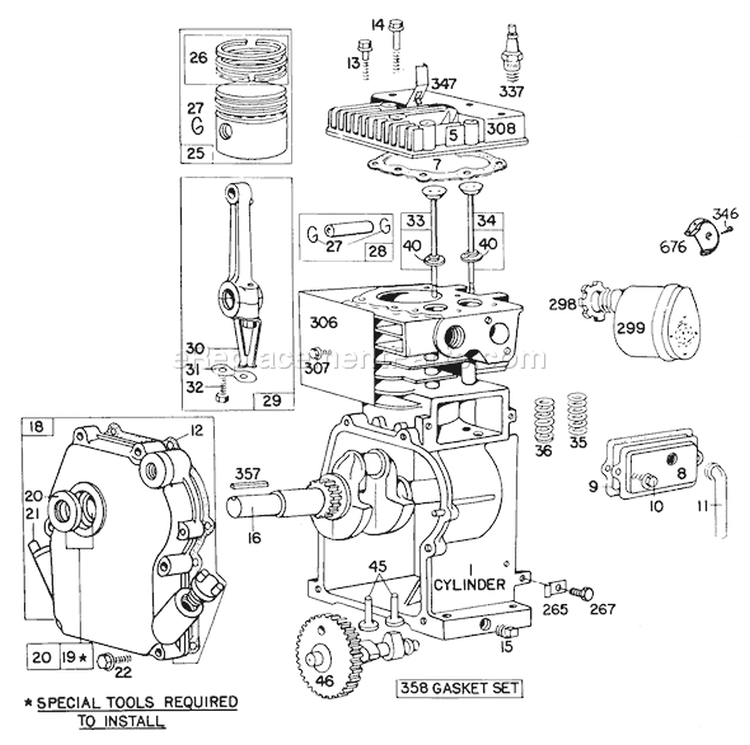 Engine Briggs & Stratton Model 60102-0378-01 2 H.p. Tiller Model 58307 Diagram and Parts List for 58336 8000001-8999999 - 1978 Toro Tiller