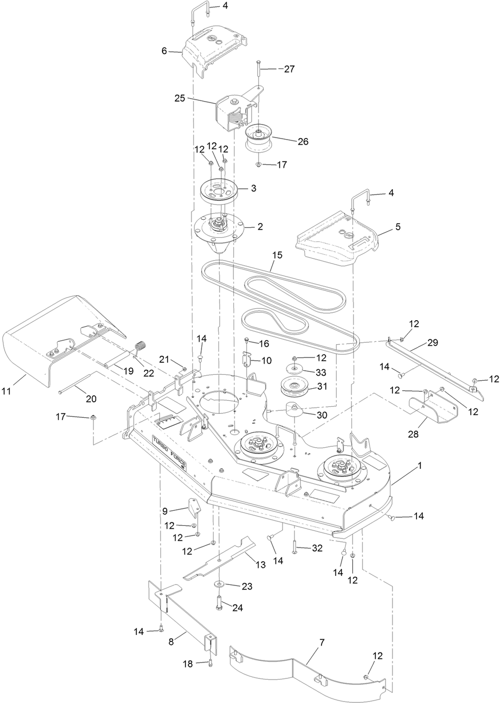 Deck Assembly Diagram and Parts List for 79518 403254000-404314199 Toro Lawn Mower