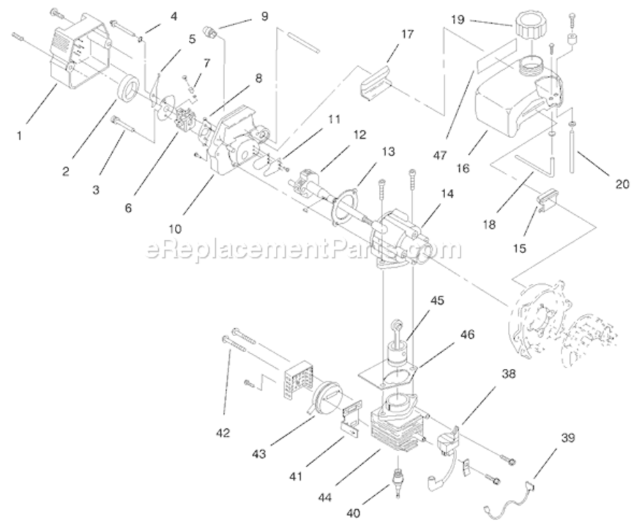 Page A Diagram and Parts List for 58356 79000001-799999991997 Toro Tiller