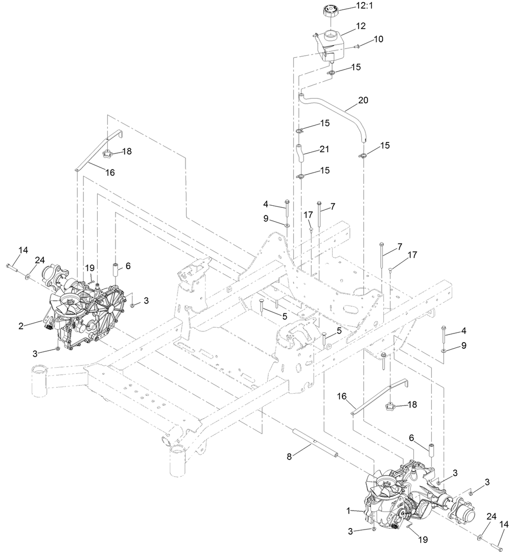 Transaxle Assembly Diagram and Parts List for 74480 400000000-999999999 Toro Lawn Tractor