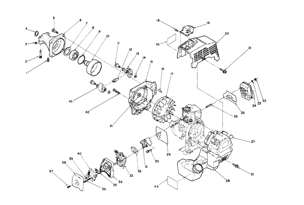 Engine Assembly Diagram and Parts List for 51655 1000001 - 1999999 Toro Trimmer