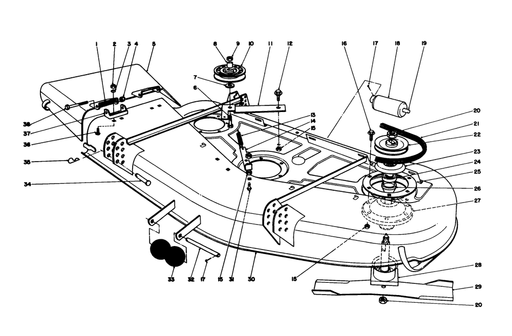 Cutting Unit Assembly Diagram and Parts List for 30753 500001 - 599999 Toro Lawn Mower
