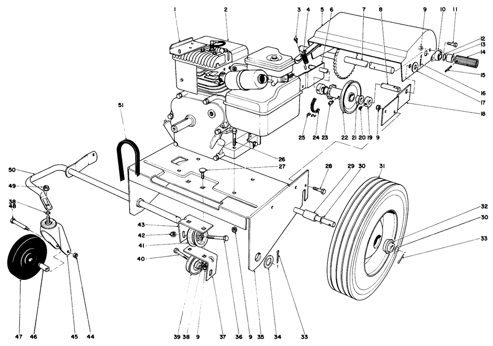 Engine And Base Assembly (Model 62922) Diagram and Parts List for 62911 4000001 - 4999999 Toro Leaf Blower / Vacuum