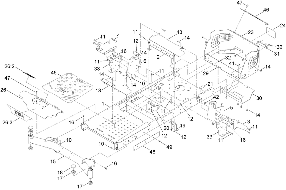 Frame Assembly Diagram and Parts List for 75303 410000000 - 999999999 Toro Lawn Tractor
