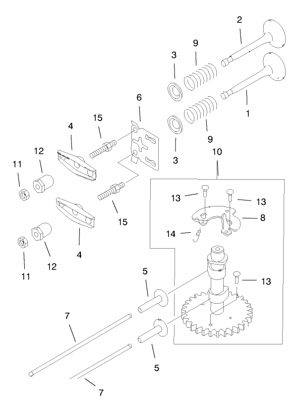 Valve & Camshaft Assembly Diagram and Parts List for 20044 99000001 - 99999999 Toro Lawn Mower