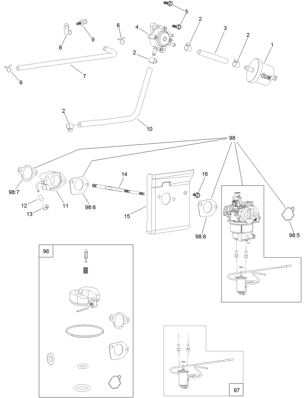 Fuel System Assembly Diagram and Parts List for 33522 411000000 - 411999999 Toro Trimmer
