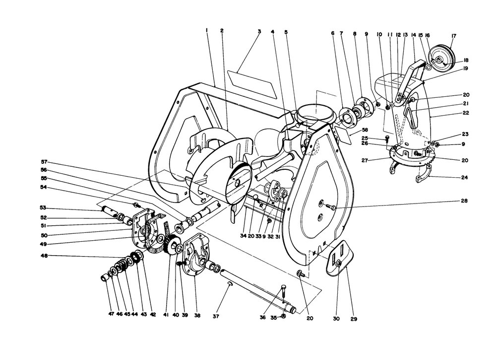 Auger Assembly Diagram and Parts List for 38035 7000001 - 7999999 Toro Snow Blower