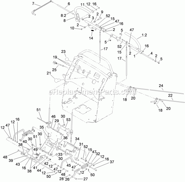 Control Assembly Diagram and Parts List for 74550 310000001-310999999 Toro Lawn Mower
