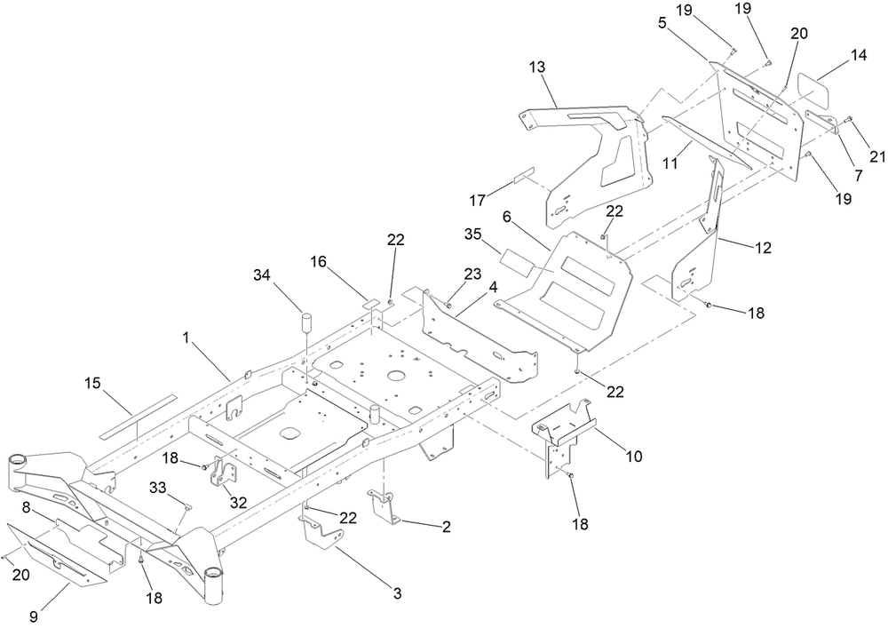 Frame Assembly Diagram and Parts List for 76411 400000000 - 415399999 Toro Lawn Tractor
