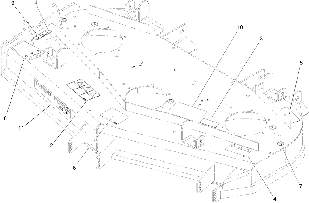 Deck Decal Assembly Diagram and Parts List for 74416TE (250005001-250999999)(2005) Toro Lawn Mower