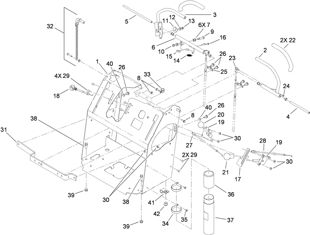 Upper Control And Tower Assembly Diagram and Parts List for 74567TE (310000001-310999999)(2010) Toro Lawn Mower