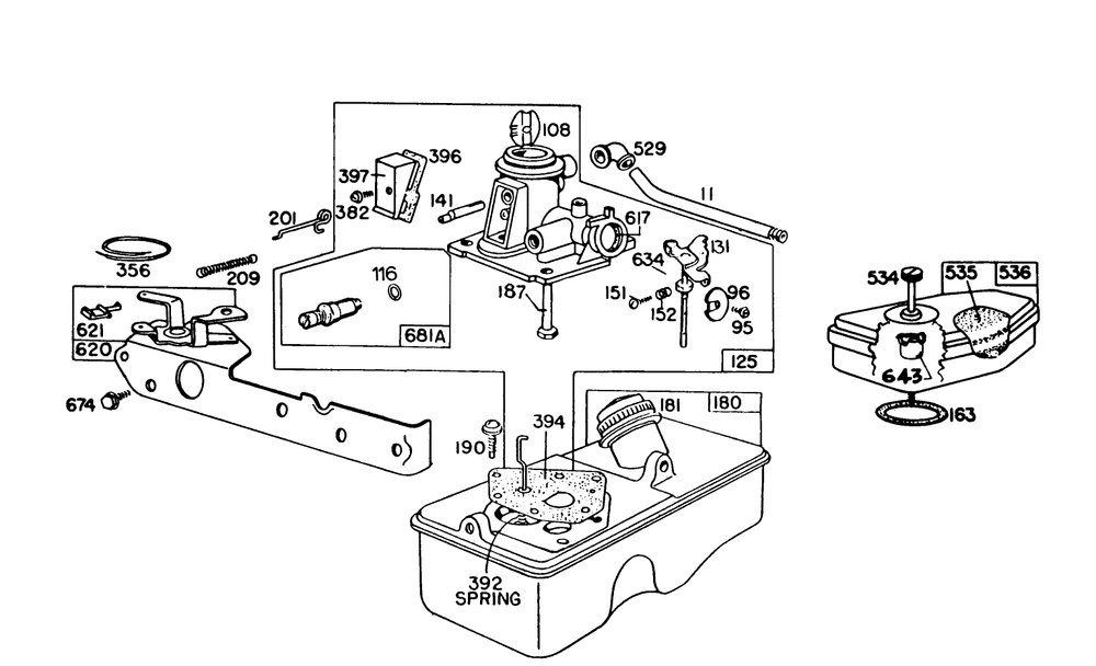 Carburetor Assembly Model 93508-0193-01 Diagram and Parts List for 16320 1000001 - 1999999 Toro Lawn Mower