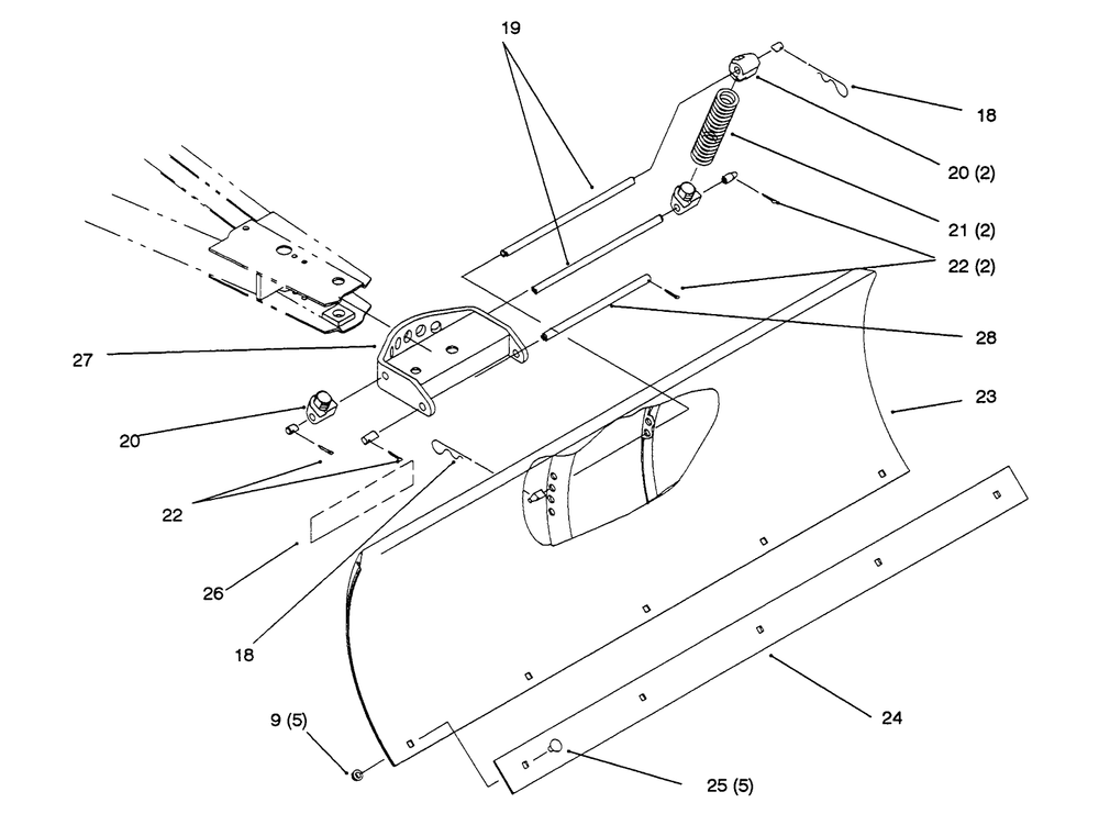 Blade Assembly Diagram and Parts List for 79350 5900001 - 5999999 Toro Lawn Tractor
