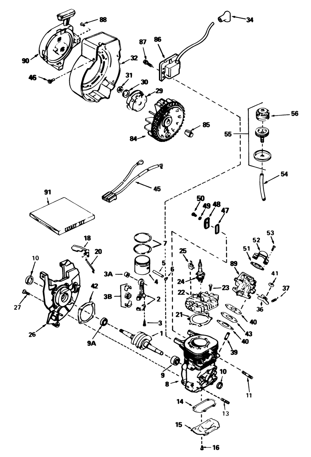 Engine Tecumseh Model No. Ah-600 Type 1647-M (Model No. 38110c) Diagram and Parts List for 38110C 8000001 - 8999999 Toro Snow Blower