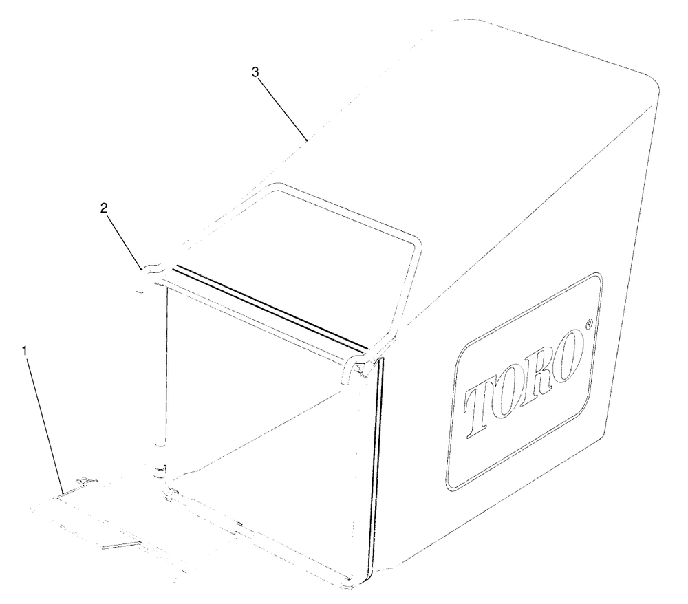 Grass Bag Assembly Diagram and Parts List for 20926B 1000001 - 1999999 Toro Lawn Mower
