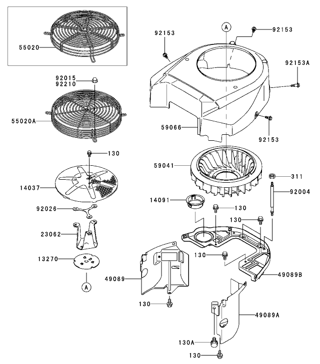 Cooling Equipment Assembly Diagram and Parts List for 74416 (250000001-250005000)(2005) Toro Lawn Mower