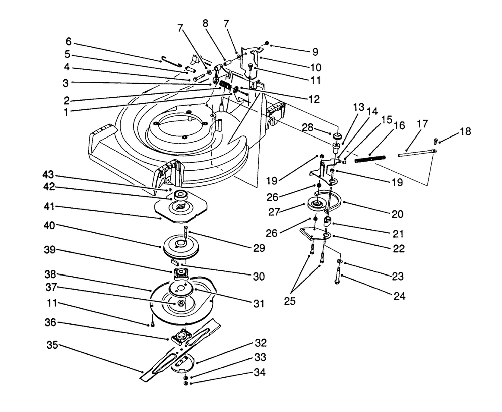 Blade Brake Clutch Assembly Diagram and Parts List for 26622 0003101 - 0999999 Toro Lawn Mower