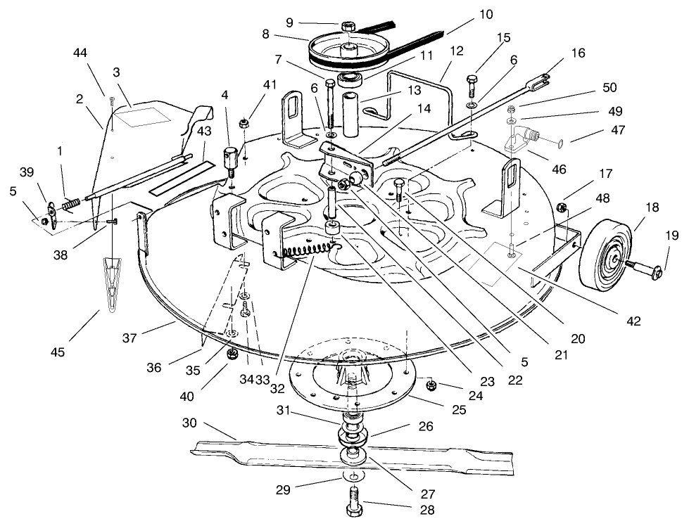 Cutting Unit Assembly Diagram and Parts List for 70122 9900001 - 9999999 Toro Lawn Tractor