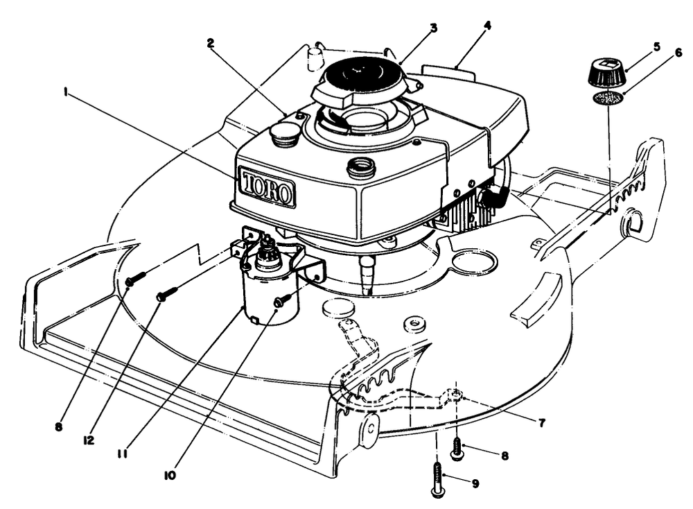 Engine Assembly Diagram and Parts List for 20676 4000001 - 4999999 Toro Lawn Mower