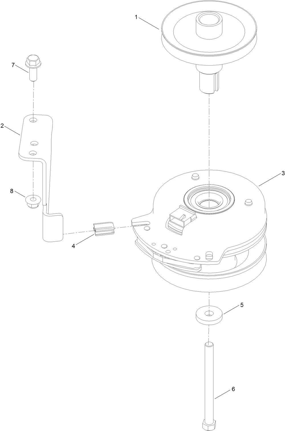 Clutch Assembly Diagram and Parts List for 75306 412300000 - 999999999 Toro Lawn Tractor