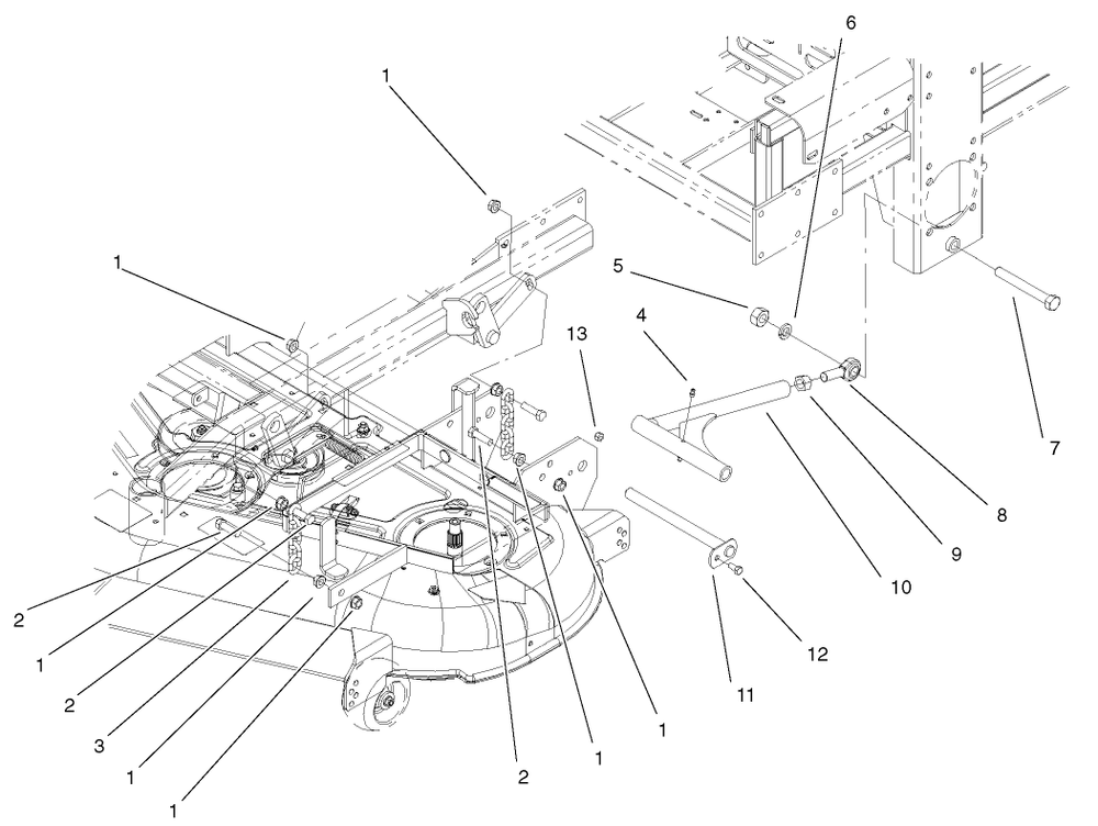 Frame And Deck Assembly Diagram and Parts List for 74231 (230000001-230006000)(2003) Toro Lawn Mower