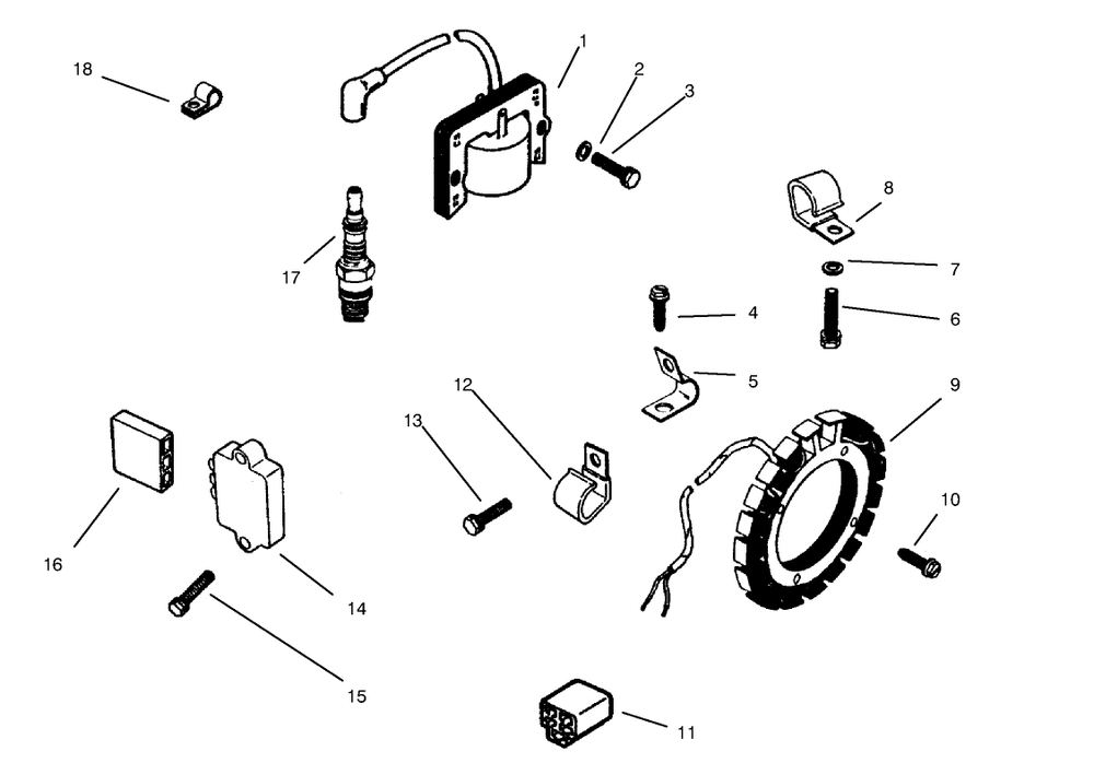 Ignition System Diagram and Parts List for 73402 7900001 - 7999999 Toro Lawn Tractor