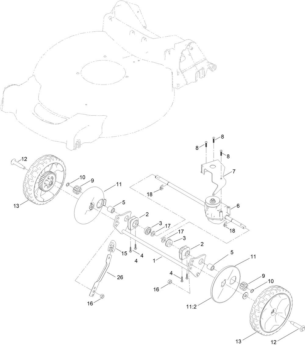 Rear Wheel And Height-Of-Cut Assembly Diagram and Parts List for 21357 411700000 - 412246471 Toro Lawn Mower