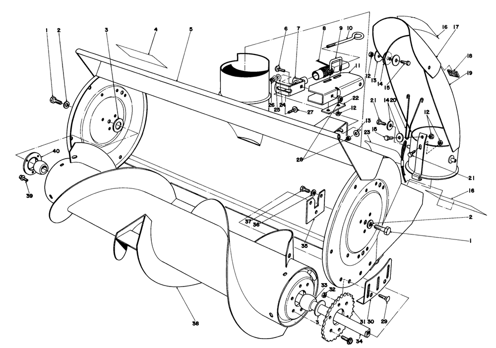 36" Snowthrower Attachment Model 59136 Diagram and Parts List for 57356 2000001 - 2999999 Toro Lawn Tractor
