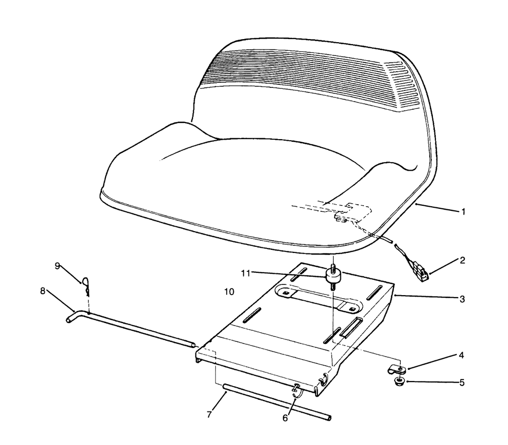 Seat Assembly Diagram and Parts List for 70080 5900001 - 5999999 Toro Lawn Tractor