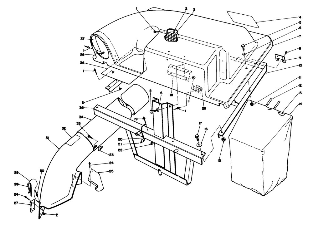 Twin Bagger Grass Catcher Model No. 59184 (Optional) Diagram and Parts List for 56150 7000001 - 7999999 Toro Lawn Tractor