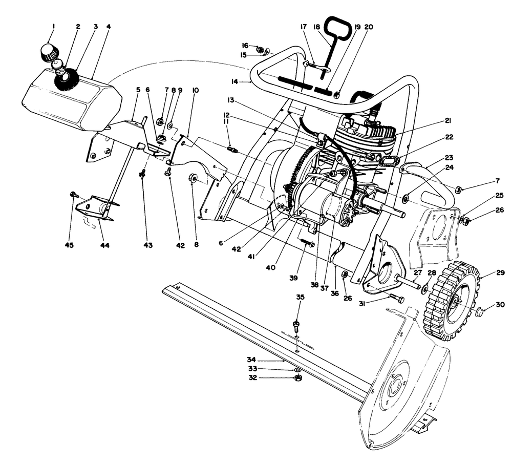 Engine Assembly Diagram and Parts List for 38162 0000001 - 0999999 Toro Snow Blower