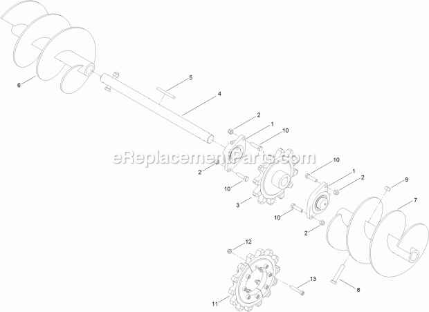 Sprocket And Auger Assembly Diagram and Parts List for 25457  Toro Lawn Tractor Accessories