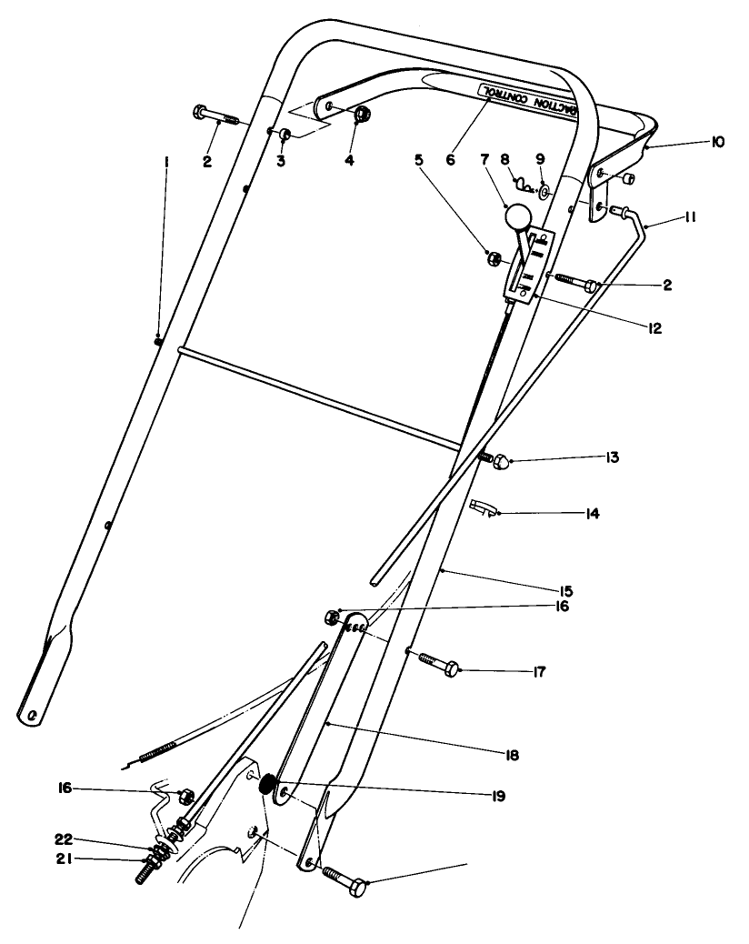 Handle Assembly (Model 22020) Diagram and Parts List for 22020 3000001 - 3999999 Toro Lawn Mower