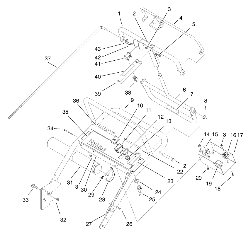 Handle Asm Diagram and Parts List for 30167 890001 - 899999 Toro Lawn Tractor Accessories