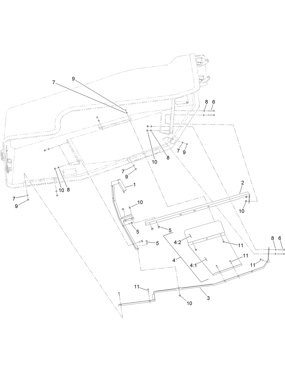 Front Hood Support Assembly No. 133-9530 Diagram and Parts List for 23803 400000000 - 999999999 Toro Lawn Tractor Accessories