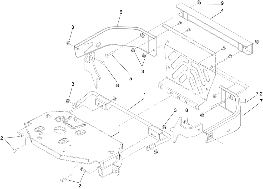 Bagger Mount Assembly Diagram and Parts List for 78562 405700000-999999999 Toro Lawn Tractor Accessories