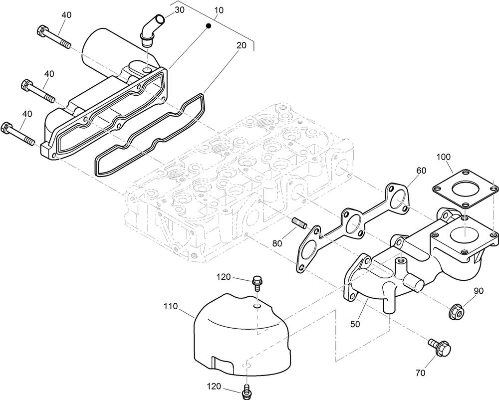 Inlet And Exhaust Manifold Assembly Diagram and Parts List for 22324 407960000 - 409359999 Toro Lawn Tractor Accessories