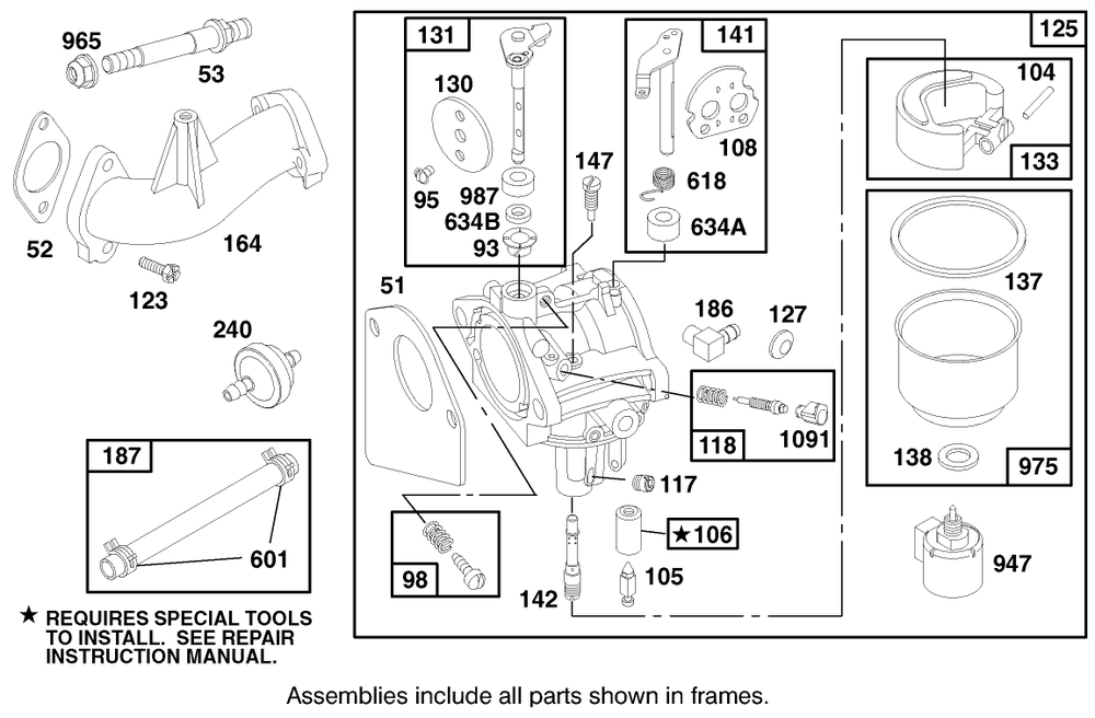 Engine Briggs & Stratton Model 28q777-0668-A1 Diagram and Parts List for 71218 7900001 - 7999999 Toro Lawn Tractor